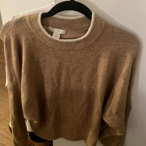 H&M Cream and White Sweater